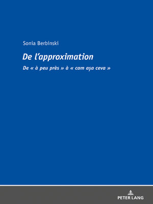 cover image of De l'approximation